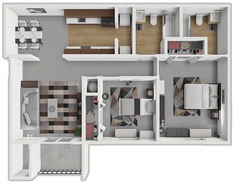 2 Bedroom 2 Bath floor plan